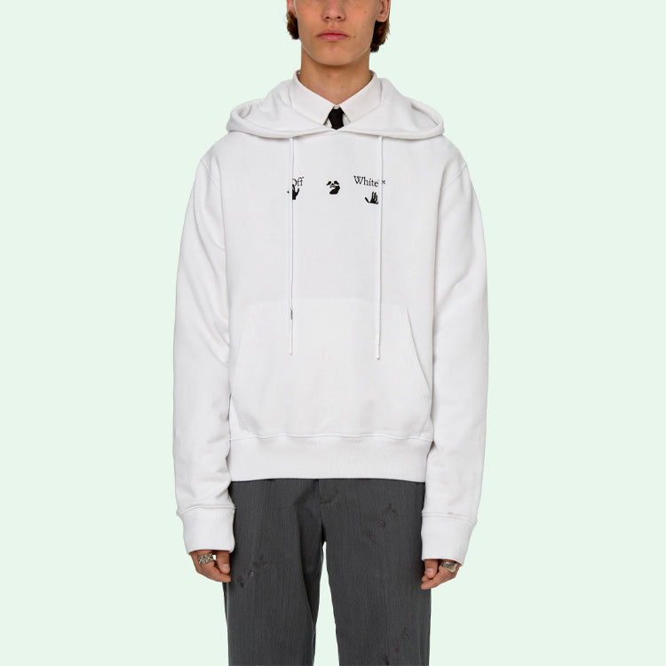 Off-White SS21 Printing Logo hooded Long Sleeves White OMBB034R21FLE0060155