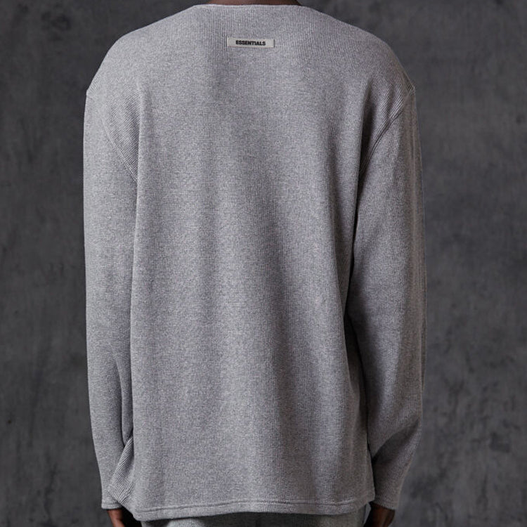 Fear of God Essentials FW20 Long Sleeve Henley Tee 'Grey' FOG-FW20-179