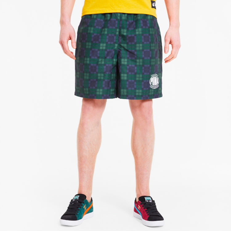 PUMA x The Hundreds Crossover Printing Athleisure Casual Sports Shorts Green 596752-02