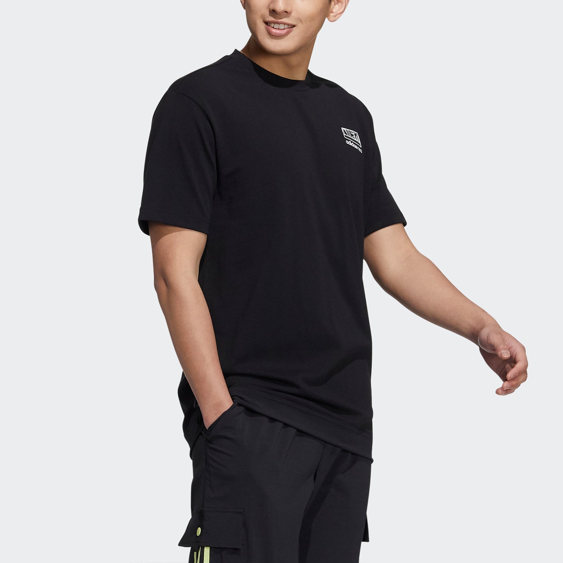 adidas neo M Pk Mix Gr Tee Casual Sports Breathable Short Sleeve Black H45162