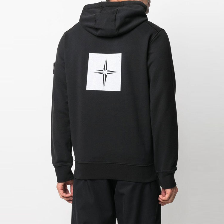 STONE ISLAND Box Print Pullover Hoodie 'Black' 741565894-V0029