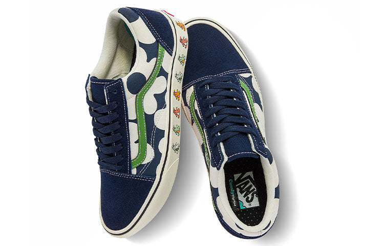 Vans Old Skool Casual Skate Shoes Unisex Blue White Flower Printing 'Blue White Green' VN0A5DYCB1U