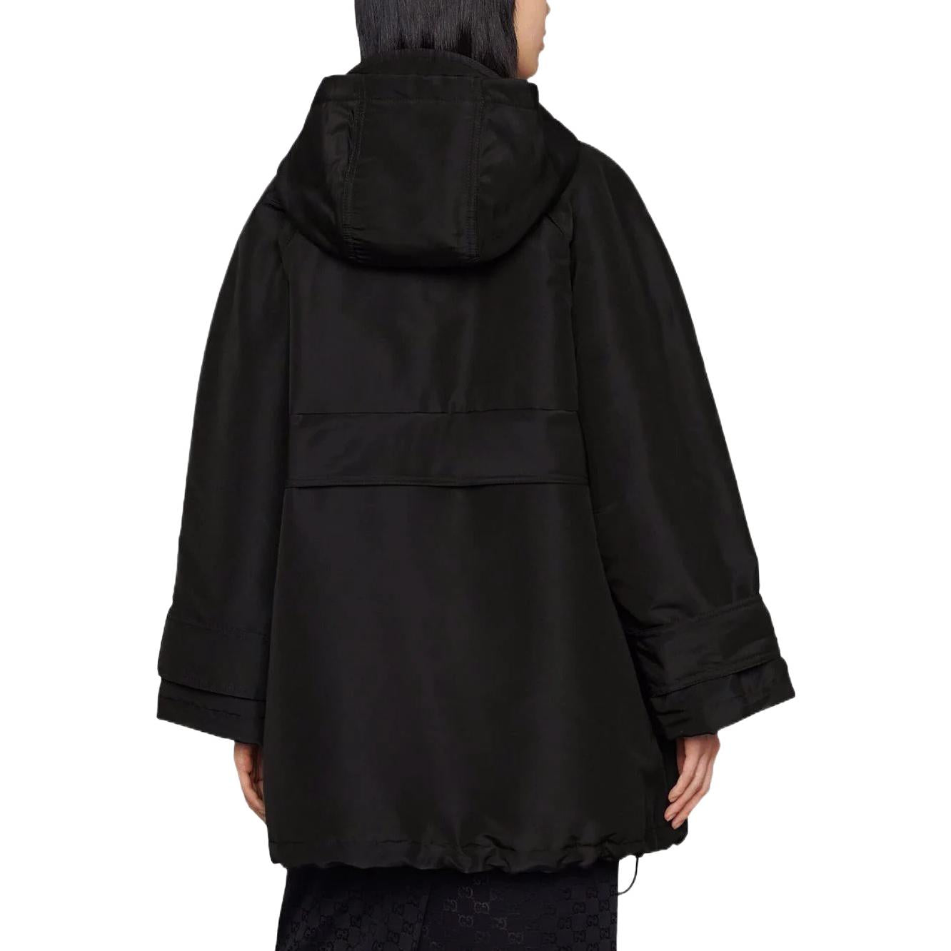 (WMNS) Gucci Silk Hooded Anorak Jacket 'Black' 669869-ZAIBR-1000