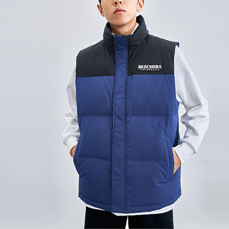 Skechers Logo Small Patchwork Sports Stand Collar Down Vest 'Multi-Color' L321M193
