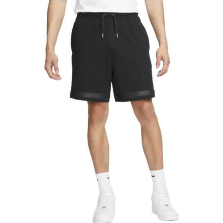 Men's Nike SS22 Solid Color Metallic Zipper Elastic Waistband Lacing Black Shorts DH7552-010