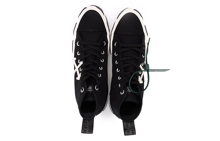 Off-White Vulcanized Mid-Top Canvas Sneakers 'Black White Green' OMIA119C99FAB0011001