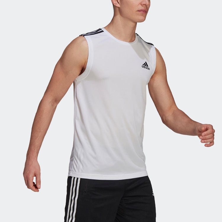 adidas M 3s Tk Logo Sports Training Breathable Vest White GM2158
