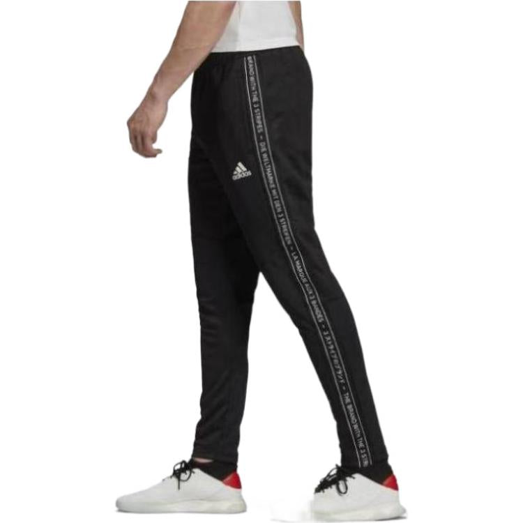 adidas Quick Dry Side Printing Soccer/Football Sports Pants Black FK9004