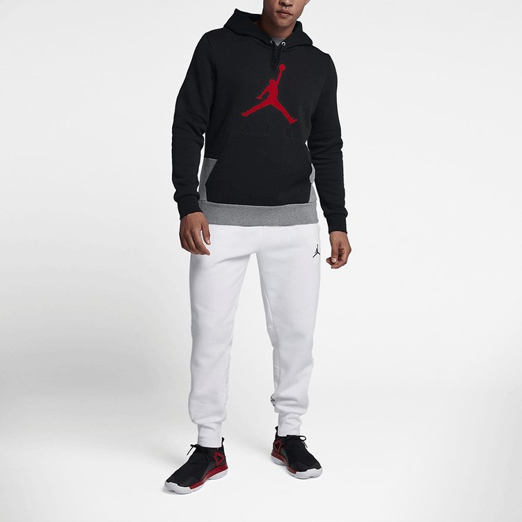 Men's Air Jordan Logo Printing Colorblock Fleece Lined Black 942776-010
