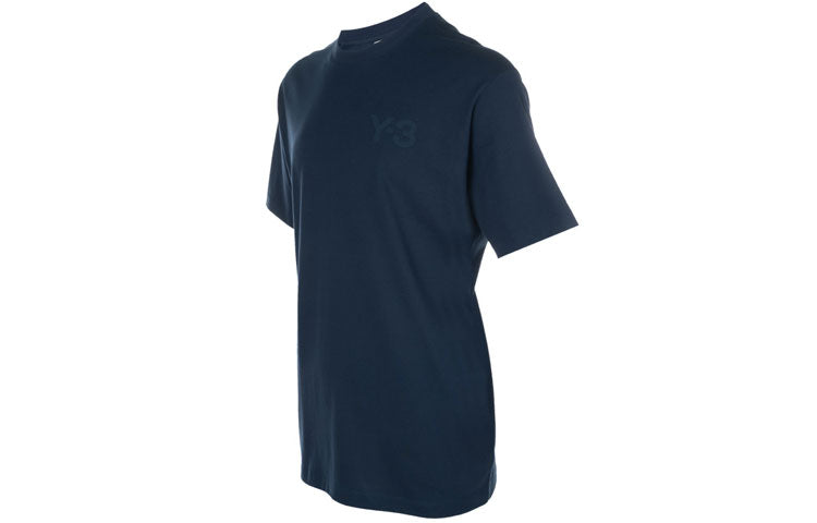 Men's Y-3 SS21 Cotton Round Neck Short Sleeve Navy Blue T-Shirt GV4114