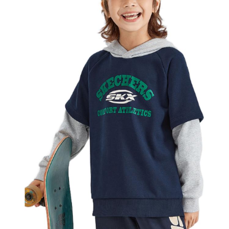 (GS) Skechers SKX Graphic Hoodie 'Black Grey' P123B017