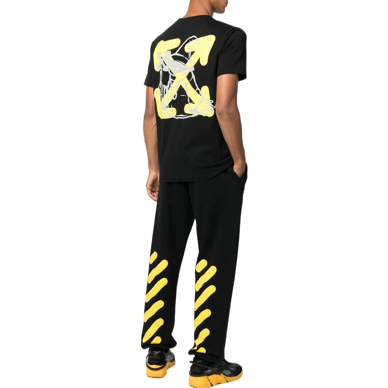Men's Off-White FW22 Arrow Logo Printing Round Neck Short Sleeve Fitted Fit Black T-Shirt OMAA027F22JER0381018