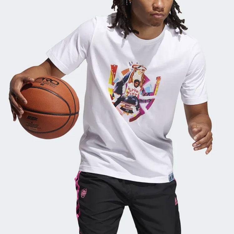 adidas Abstraction Cartoon Basketball Sports Round Neck Short Sleeve White GH6719
