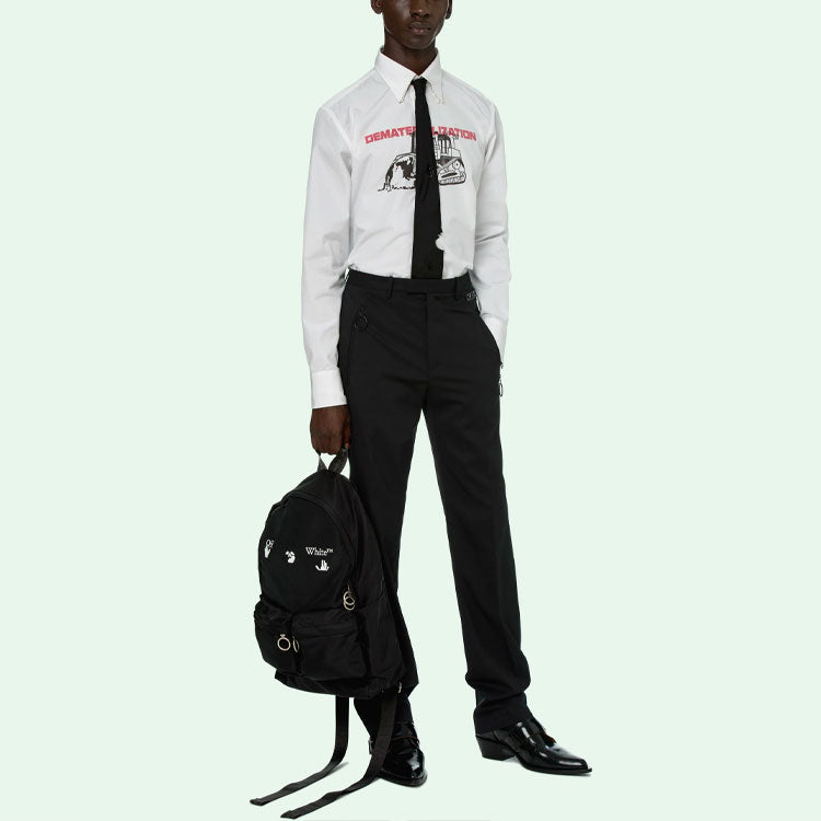 Off-White SS21 Printing Long Sleeves Shirt White OMGA152R21FAB0010125