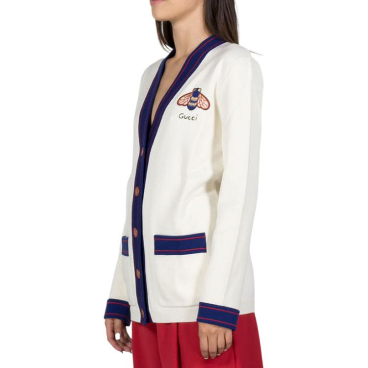 (WMNS) Gucci Embroidery Single-Breasted Knitting Cardigan White 527189-X9X45-9101