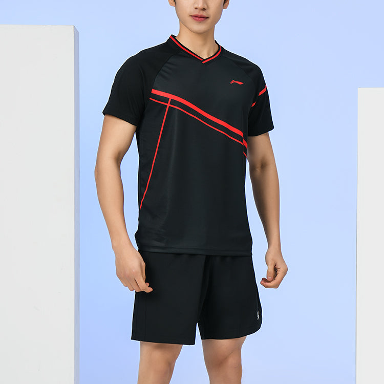 Li-Ning Badminton Series Breathable Training Sports Short Sleeve Couple Style 'Black' AAYS053-3