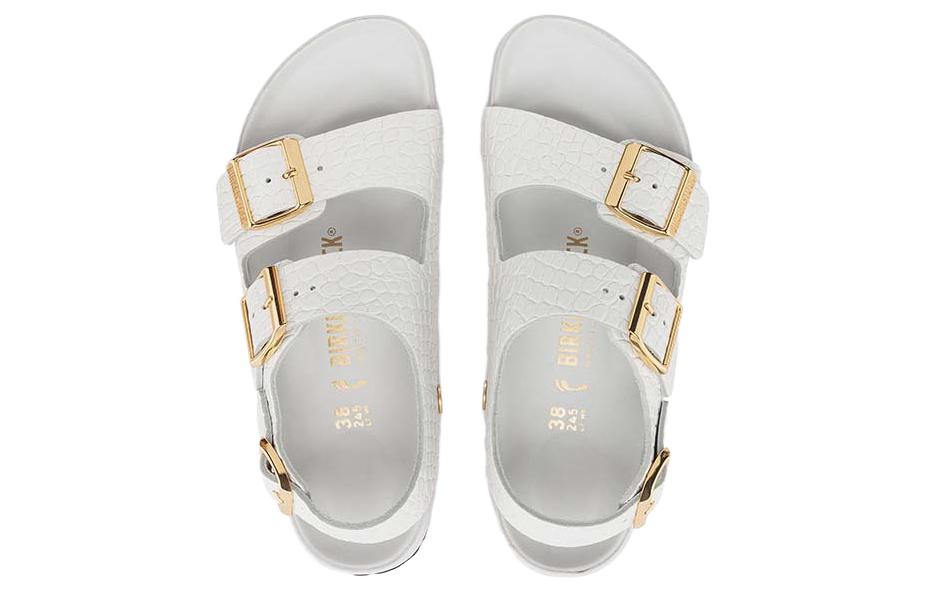 (WMNS) Birkenstock Milano Embossed Leather Narrow Fit Sandals 'Emboss white' 1024235
