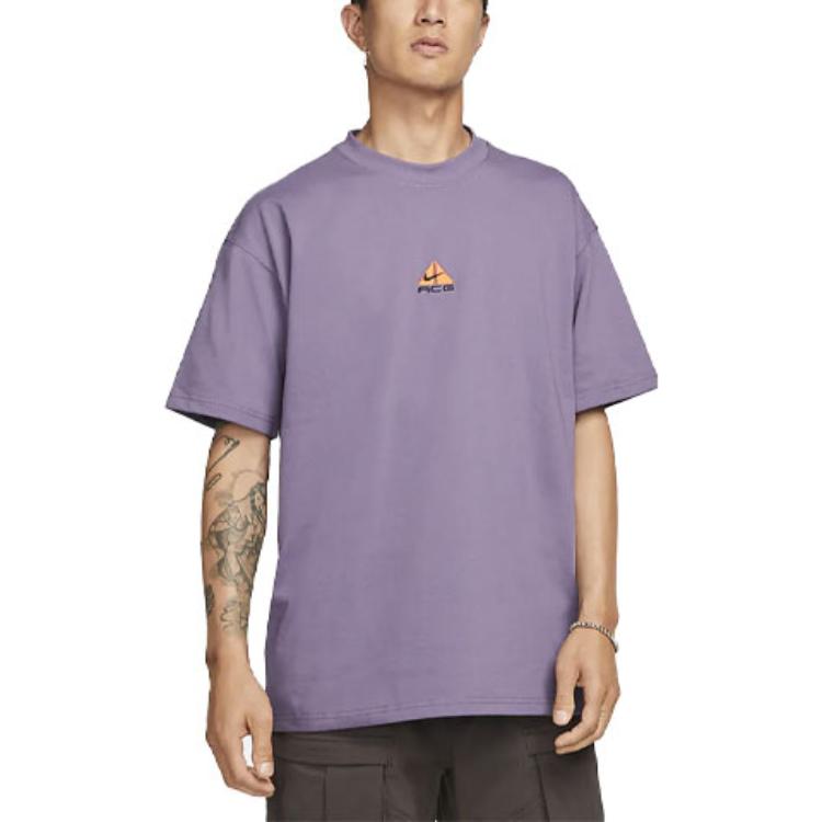 Nike ACG Solid Color Small Logo Round Neck Casual Short Sleeve Purple DQ1816-553