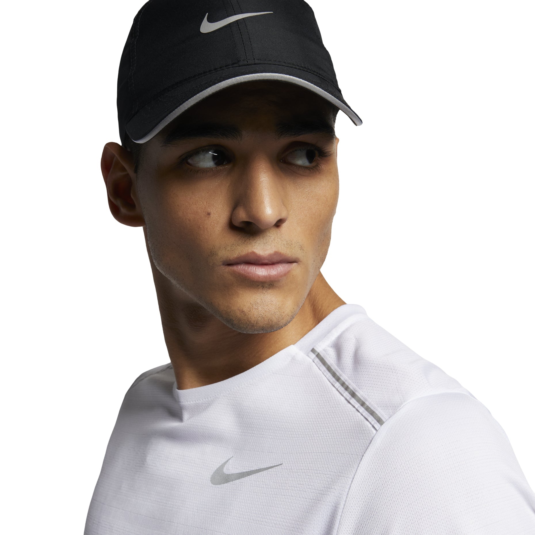 Nike DRI-FIT MILER Running Quick Dry Short Sleeve Asia Sizing 'White' AJ7566-100