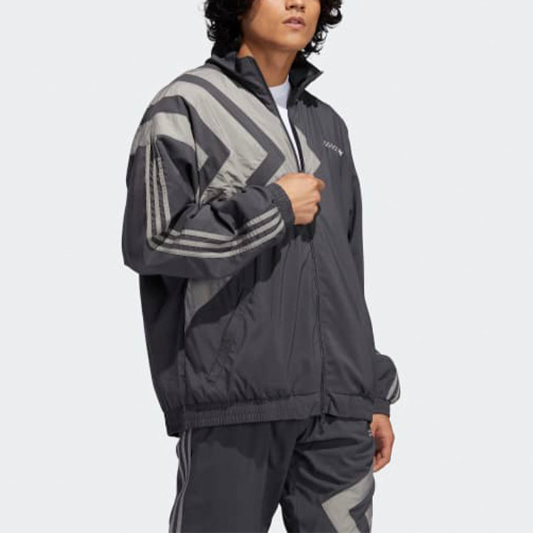 adidas originals logo Printing Stand Collar Sports Jacket Gray GL6156