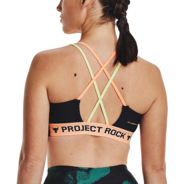(WMNS) Under Armour Project Rock Crossback Sports Bra 'Green Black' 1377953-722