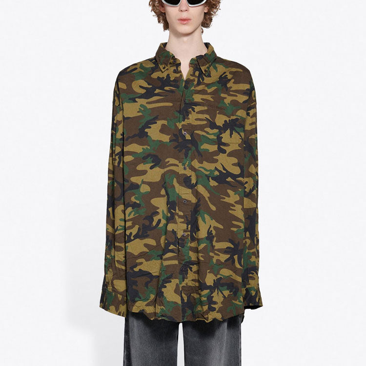 Balenciaga Camouflage Fitted Shirt 'Green' 659027TKL142840
