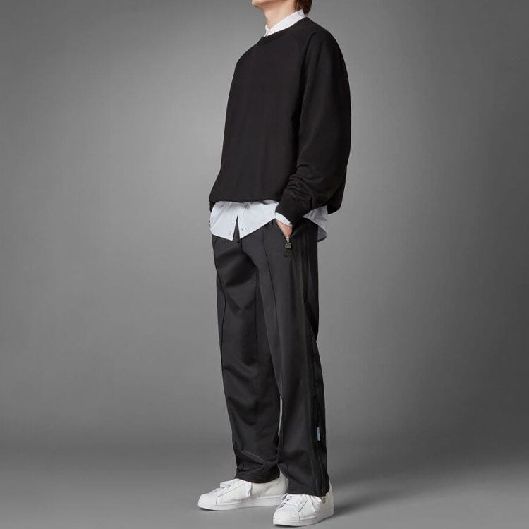 Men's adidas originals Solid Color Loose Casual Round Neck Pullover Black HD2242