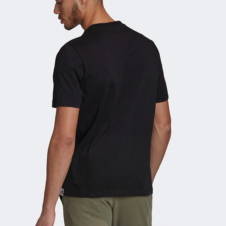 adidas logo Printing Sports Short Sleeve Black GD3843