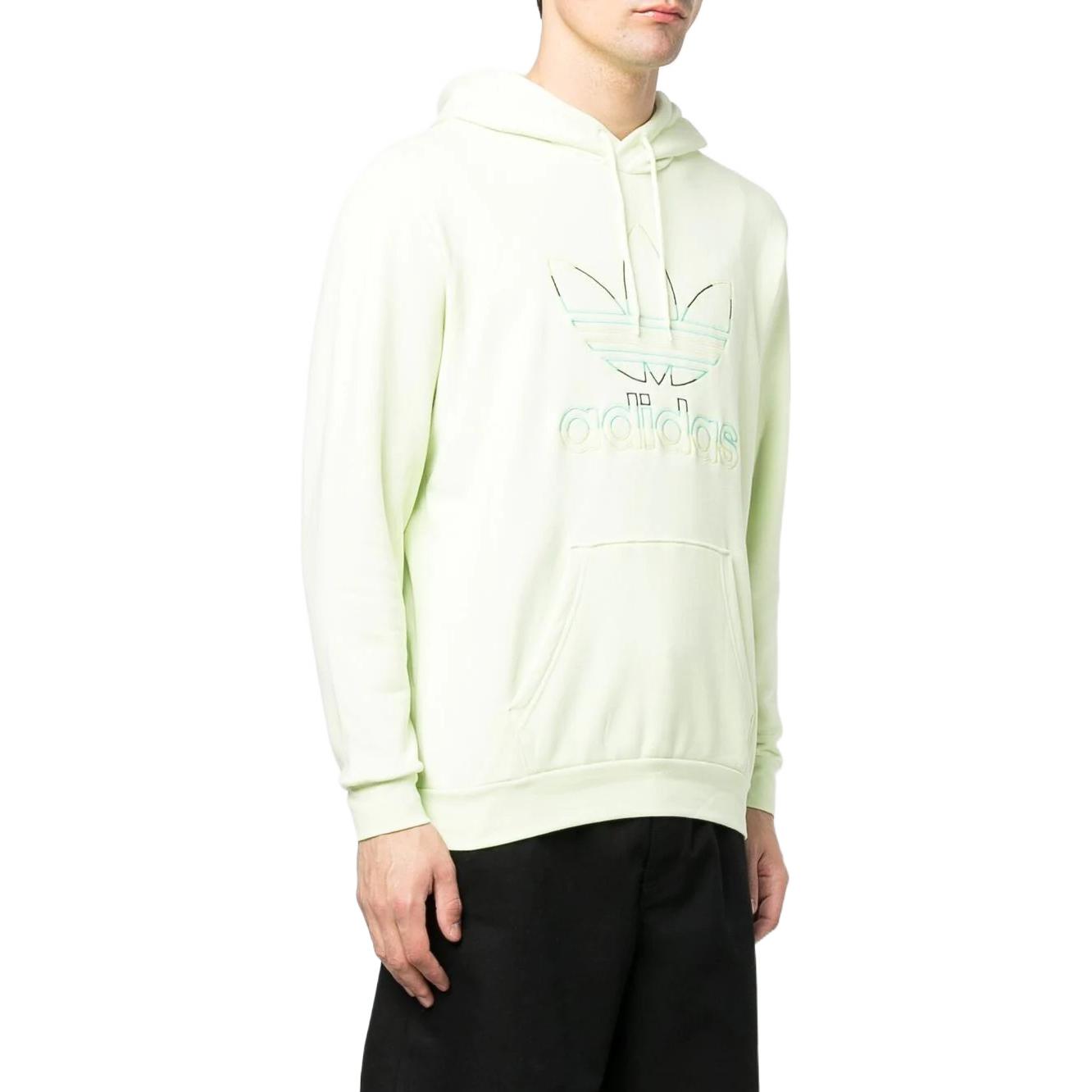 Men's adidas originals Logo Embroidered Pullover Hooded Long Sleeves Green HC7156
