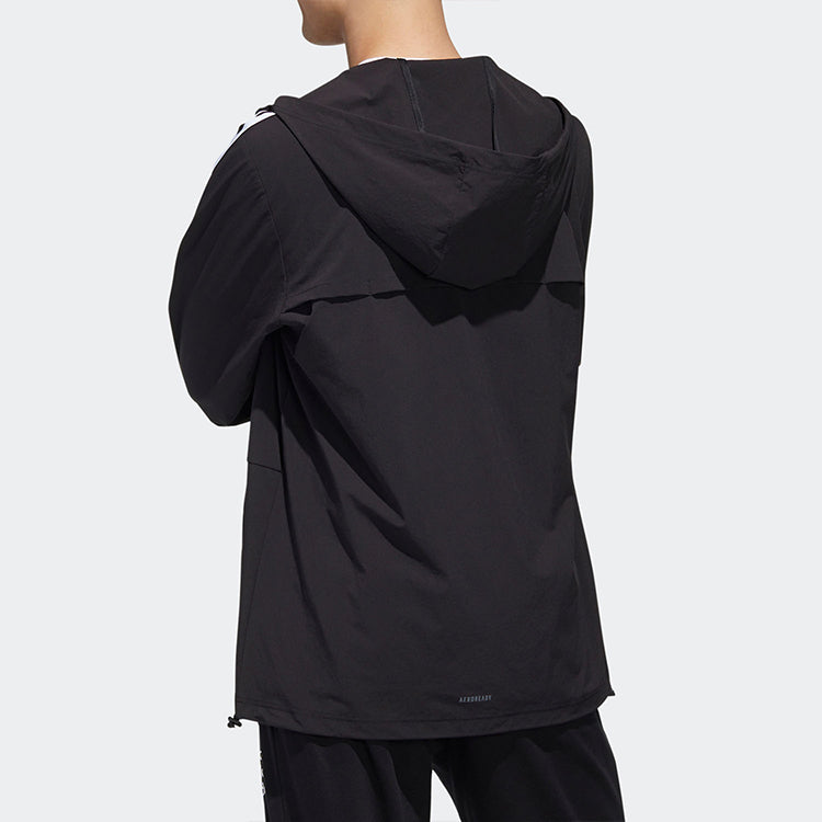 adidas neo M Essential 3-Stripes Windbreaker - Black GJ8911