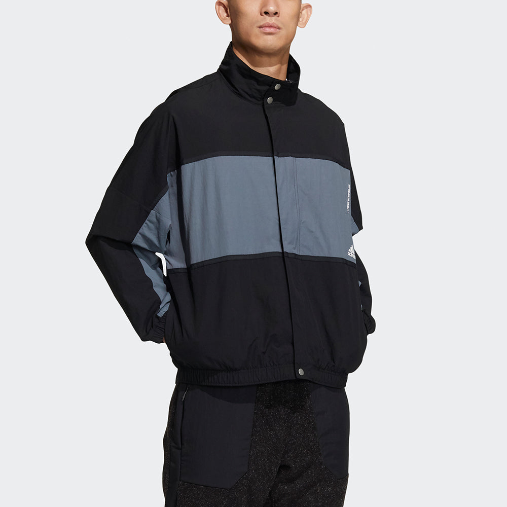 adidas M Wrd Wov Jkt Sports Loose Contrasting Colors Woven Stand Collar Jacket Black GL8673