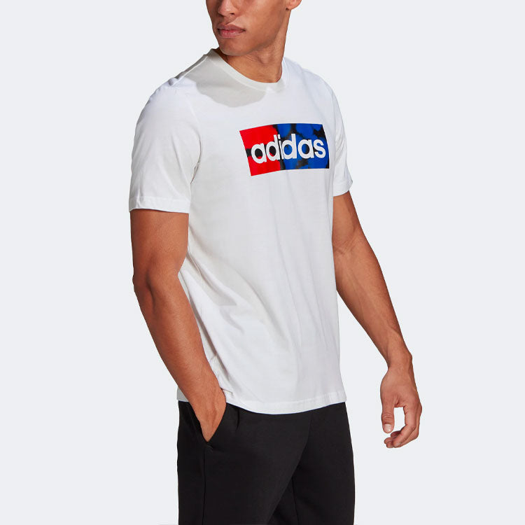 Men's adidas Alphabet Logo Printing Round Neck Pullover Short Sleeve White T-Shirt GL3253