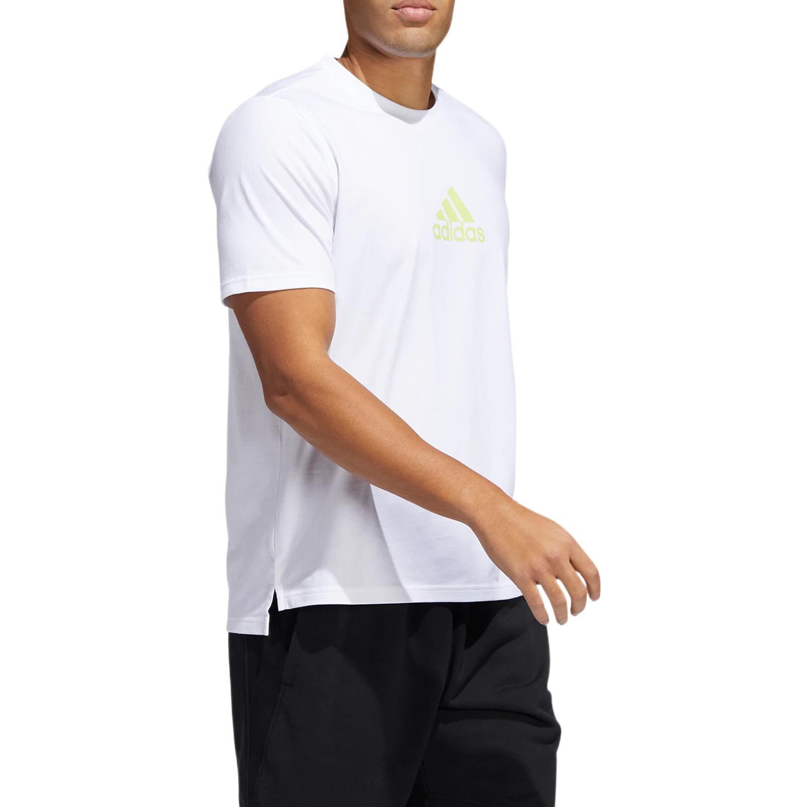 Men's adidas Casual Breathable Logo Solid Color Sports Short Sleeve White HE2314