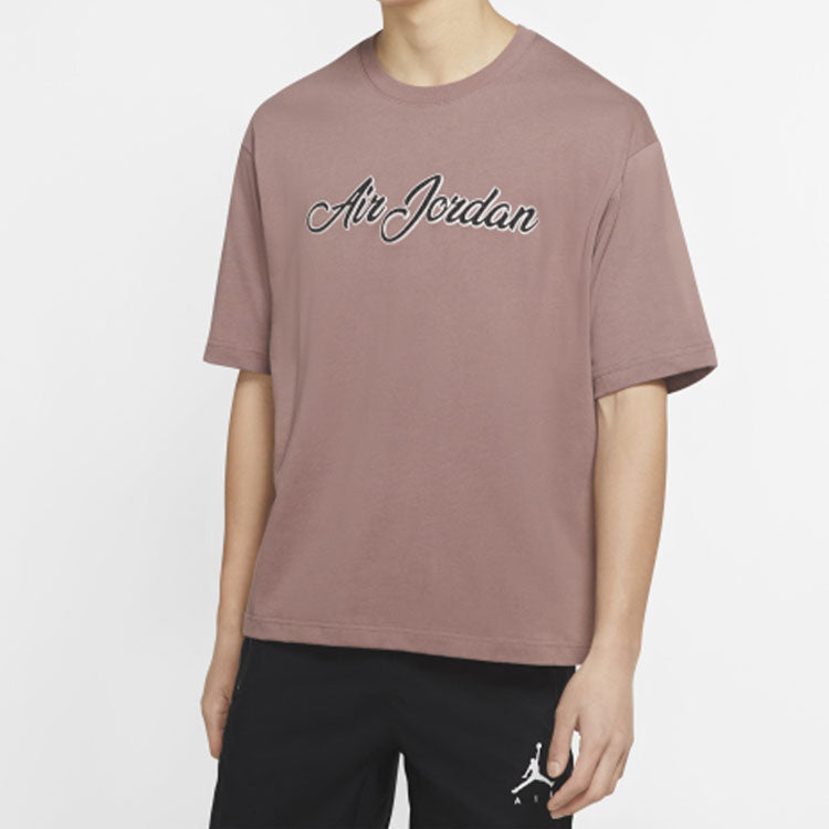 Air Jordan Remastered Logo Embroidered Round Neck Short Sleeve Purple Gray CJ6218-298
