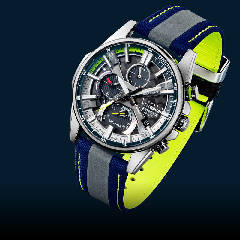 CASIO Waterproof Sports EDIFICE Sapphire Crystal Solar Powered Mens Blue Analog EQB-1200AT