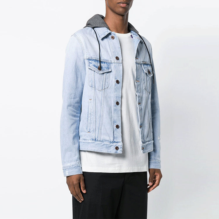 Off-White hooded Jacket Version Blue OMYE010E183860207101