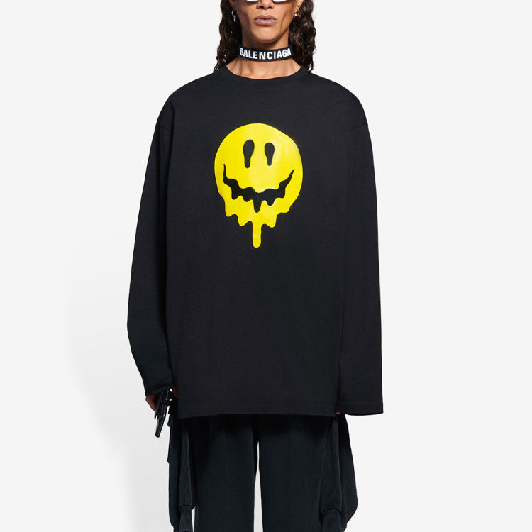 Balenciaga Unisex SS21 Printing Round-neck Swea Black 651796TKVA11012