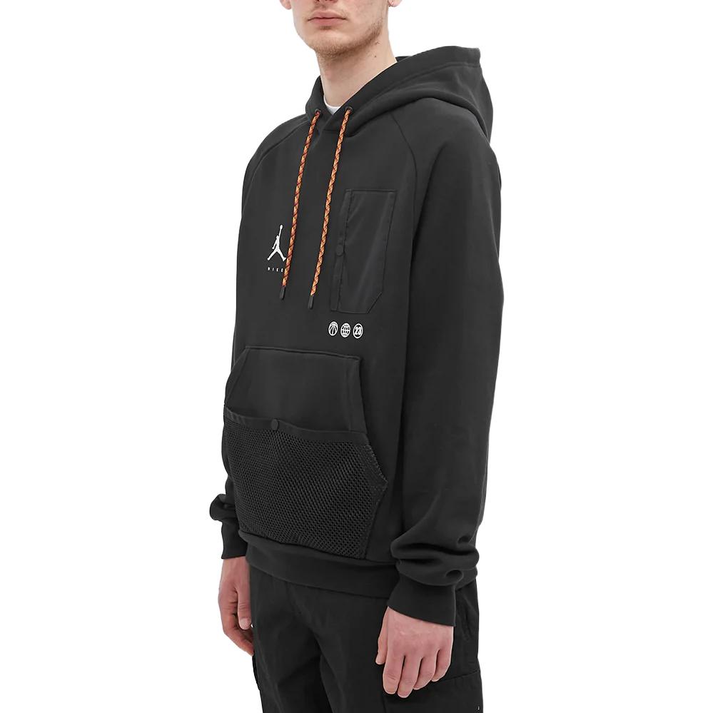 Men's Air Jordan Logo Printing Drawstring Hooded Pullover Long Sleeves Black DJ0258-010