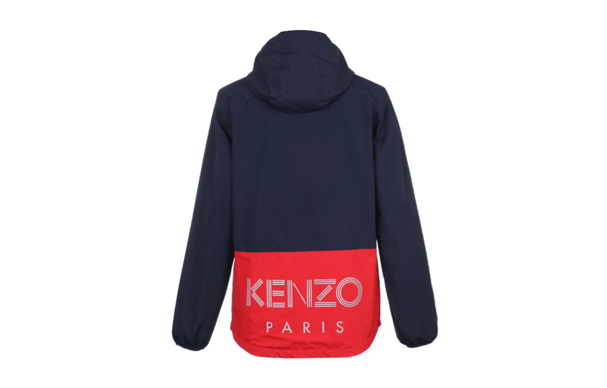 Men's KENZO Double Sided Hooded Jacket Navy Blue Red FA55BL1511NG-77