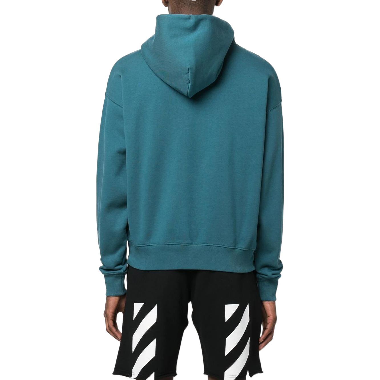 Men's Off-White Solid Color Casual Long Sleeves Blue OMBB085S22FLE0194810