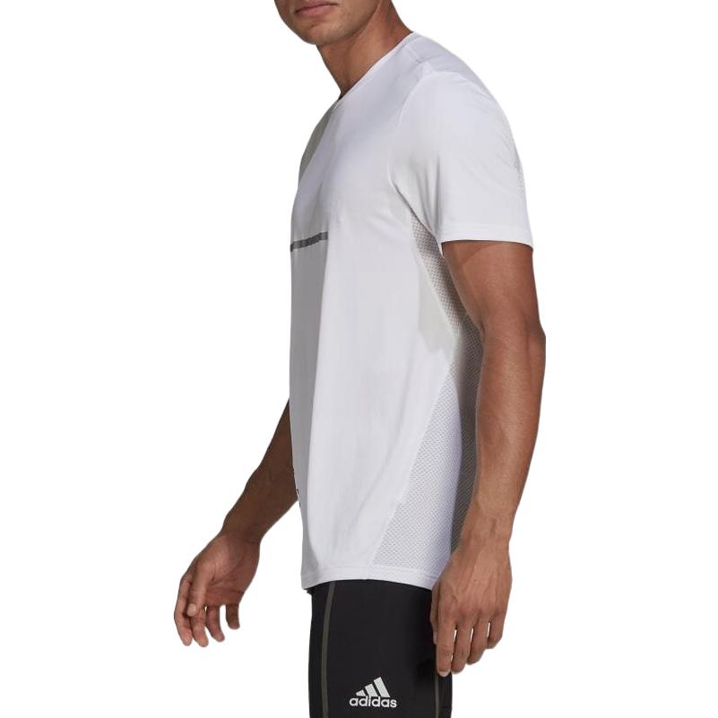 adidas Logo Printing Stripe Round Neck Short Sleeve White HB7423