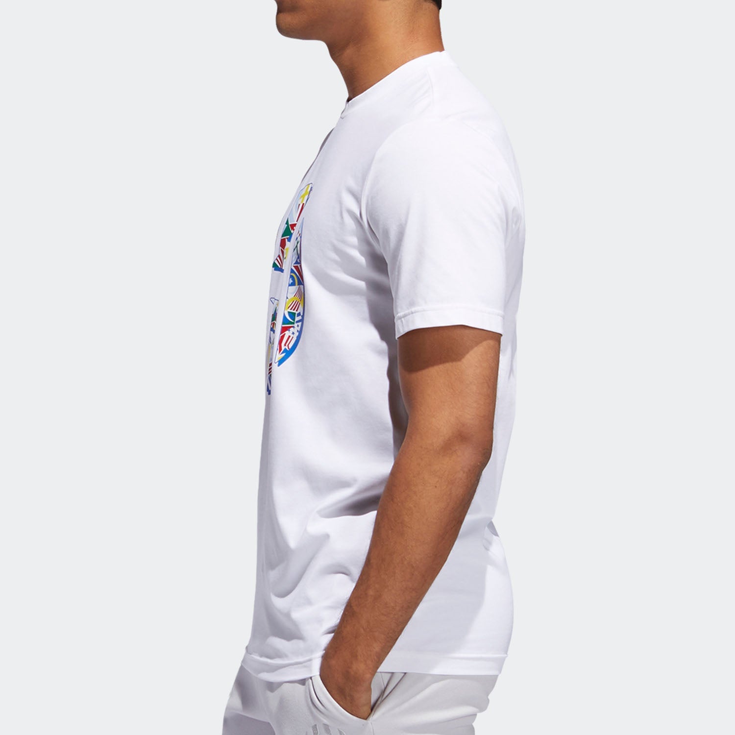 Men's adidas Printing Basketball Sports Round Neck Short Sleeve White T-Shirt DX6935