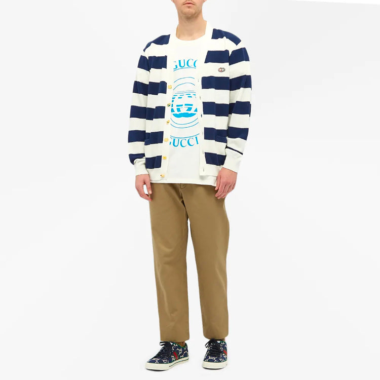 Gucci SS21 Logo Pattern Round Collar Male White 616036-XJCSQ-9101