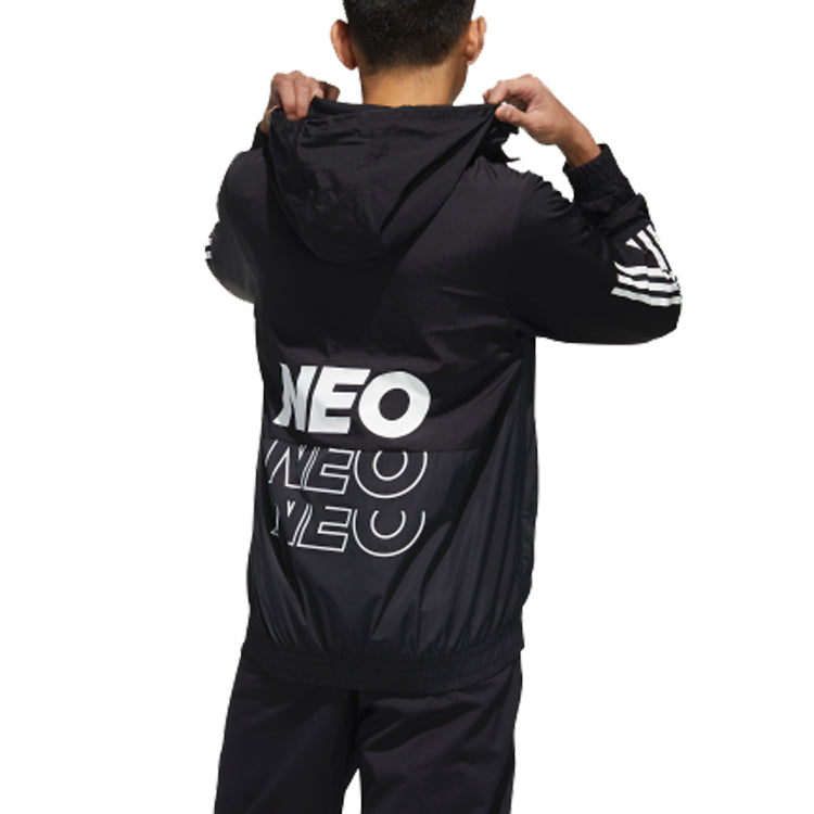 adidas neo M SS WRMLN WB Sports Windbreaker Jacket Black FN6538