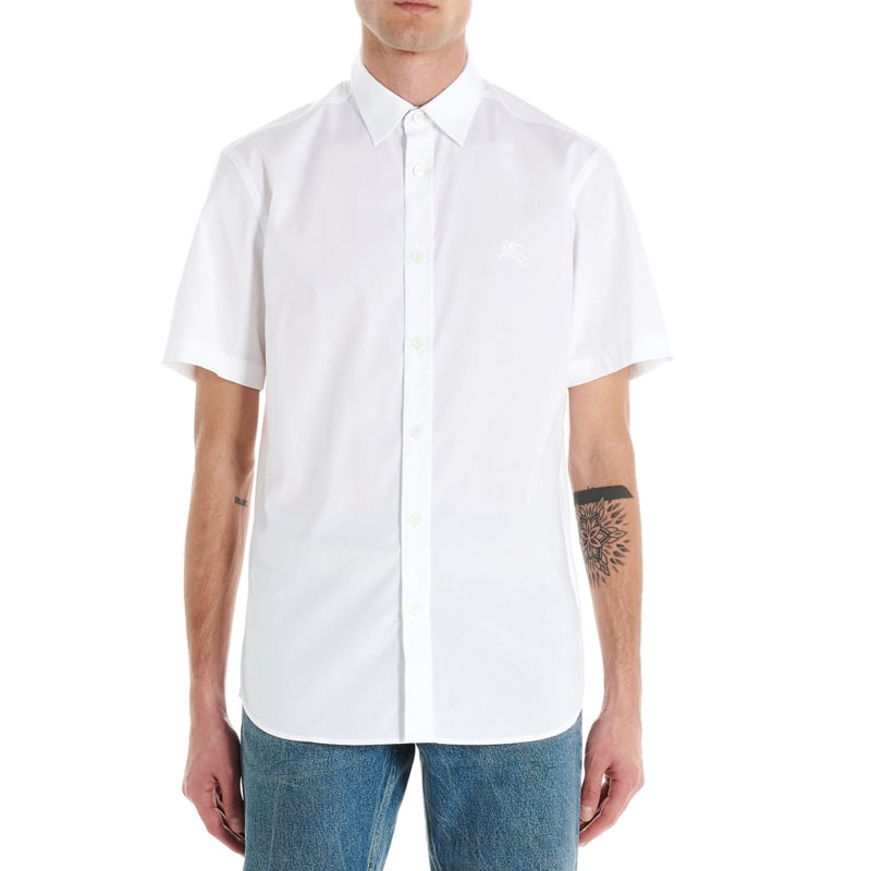 Men's Burberry SS21 Solid Color Button Short Sleeve Polo Shirt White 80256141