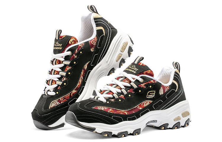 (WMNS) Skechers D'lites 1.0 Running Shoes Black/Red 13091-BKRD