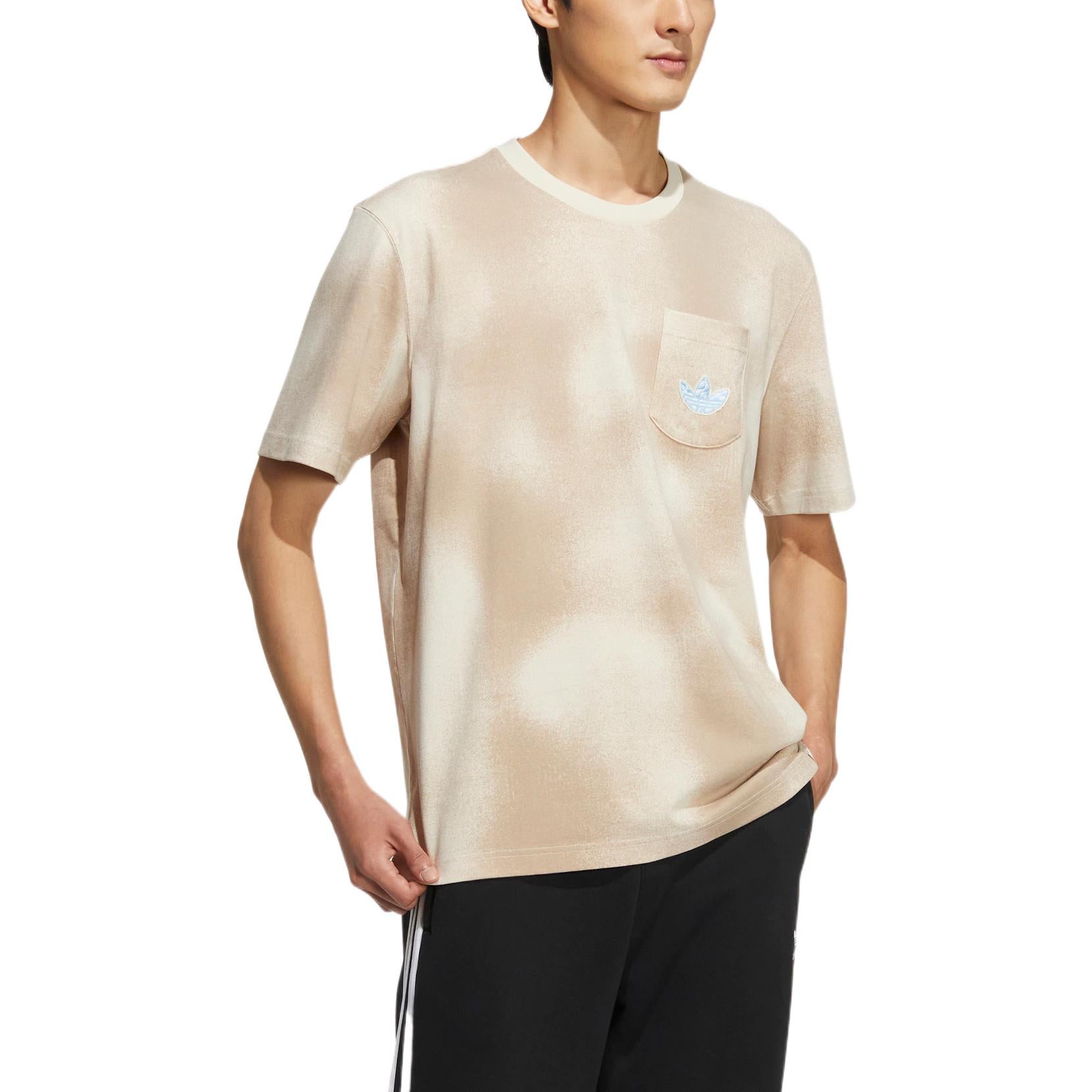 Men's adidas originals Y2K Tee 2 Gradient Clouds Logo Alphabet Round Neck Sports Short Sleeve Beige T-Shirt HM8034