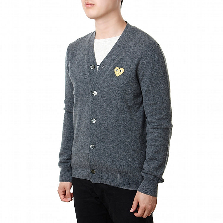 COMME des GARCONS PLAY Kint Cardigan Gold Emblem 'Grey' AZ-N050-051-3