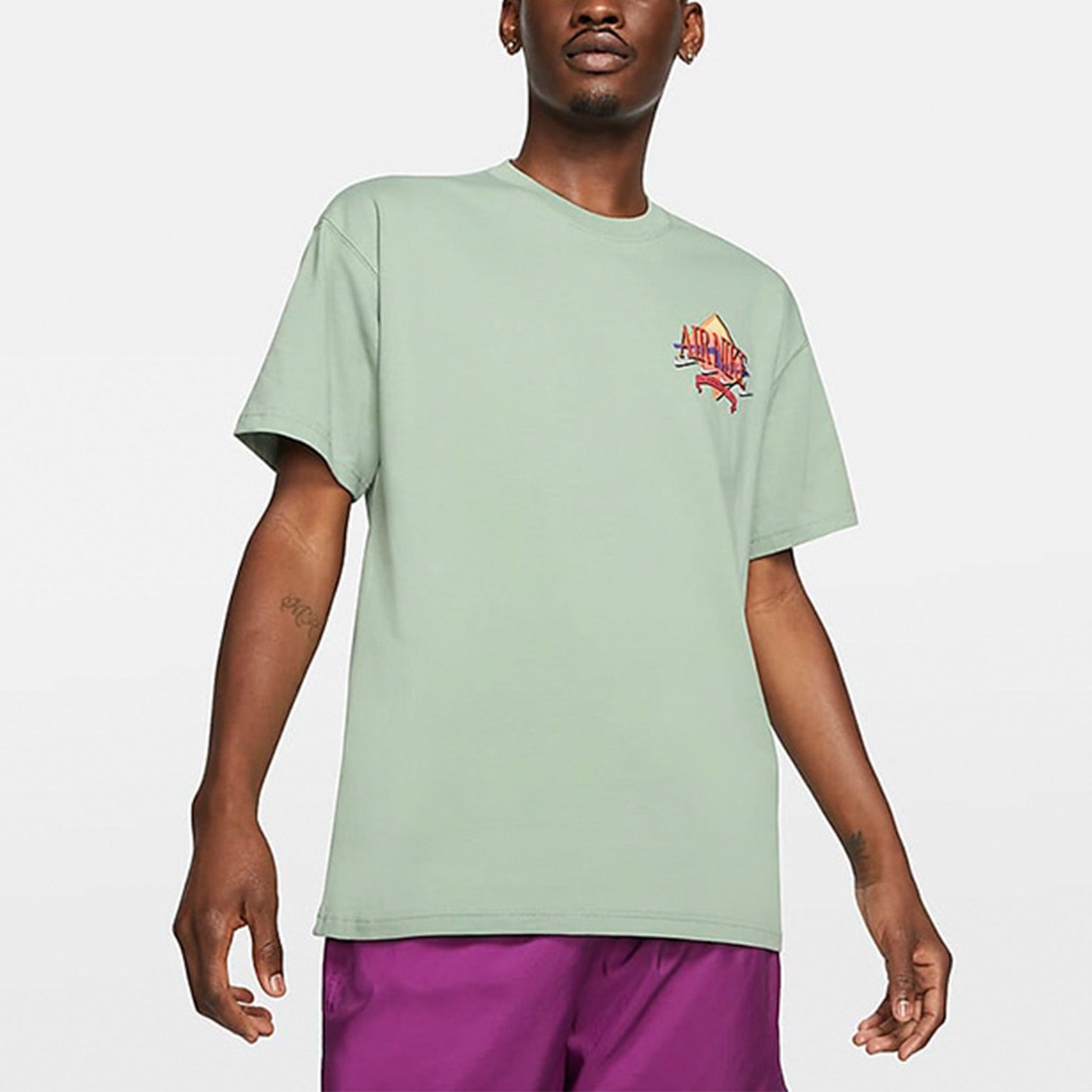 Nike Air Logo Printing Sports Round Neck Short Sleeve Green Light green DD1377-006