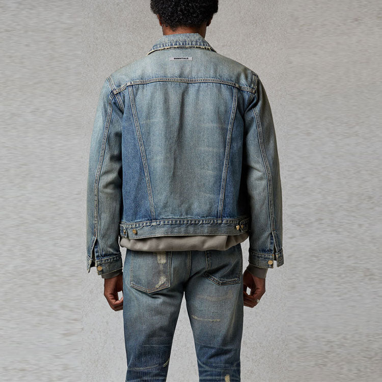 Fear of God Essentials FW20 Light Denim Trucker Jacket 'Dark Blue' FOG-FW20-364